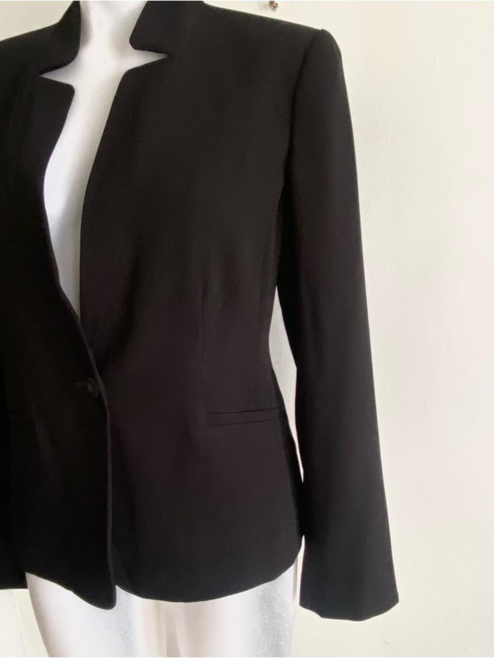 NWT EILEEN FISHER Black Notch Collar Blazer Jacket Tropical Suiting  10 - Picture 2 of 13